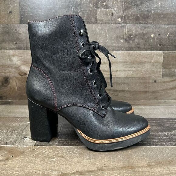 Naturalizer Women’s Size 8.5 Callie Ankle Boots Black Leather Lace Up Booties - Picture 1 of 10